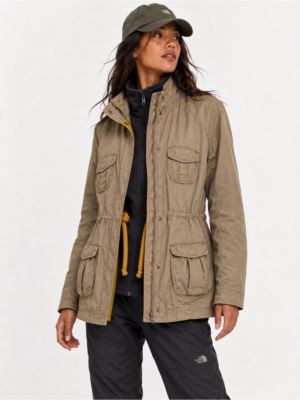Old Navy Utility Field Jacket Khaki Military Cargo Drawstring Waist Gorpcore M